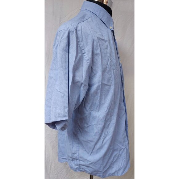 Puritan Wrinkle Resistant Men's Large Blue Check Geometric Short Sleeve Shirt - Picture 7 of 11